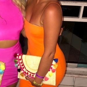 Orange spaghetti strap dress
